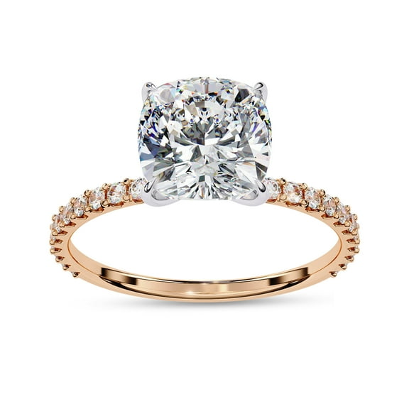 IGI Certified Lab Grown Diamond Engagement Ring | Center 8mm Cushion Cut Solitaire Stackable Promise Rings For Women In 18K Solid Rose Gold | F-G, VS-SI Quality (2.95 Ctw) Ring Size-9.5