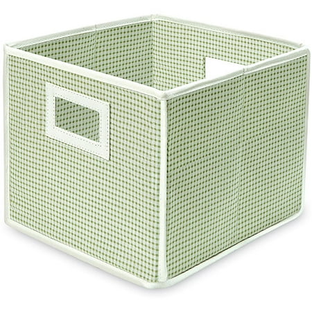 Badger Basket - Fabric Folding Cube, Sage Gingham