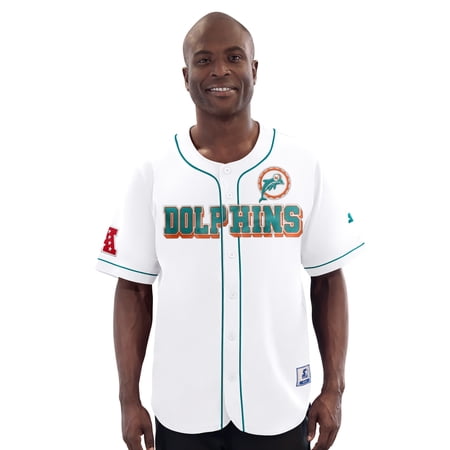 Men s-Starter White Miami Dolphins Relay Vintage Full-Button Baseball Jersey Men s-Starter White Miami Dolphins Relay Vintage Full-Button Baseball Jersey