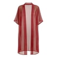 thumbnail image 5 of LEKODE Women Maxi Long Beach Cover Up Solid Chiffon Fabric Open Front Short Sleeve Kimono Relaxed Fit Everyday Summer Swim Outer Top Red 3XL, 5 of 5