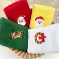 thumbnail image 4 of Qumonin Christmas Bathroom Towel Set - 2 Red Embroidered Towels, 4 of 7
