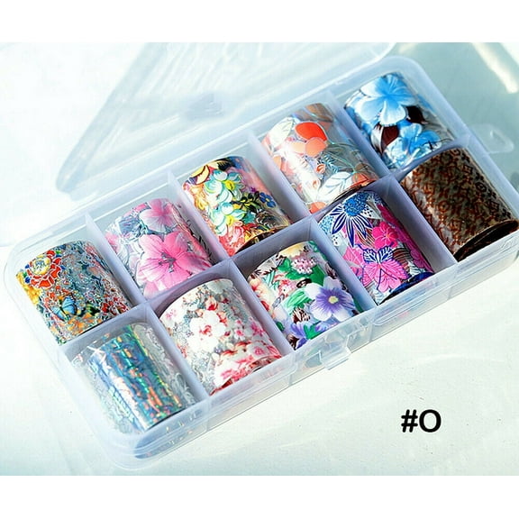 Holographic Starry Sky Glitter Foils Nail Art Transfer Sticker Set, 10 Count