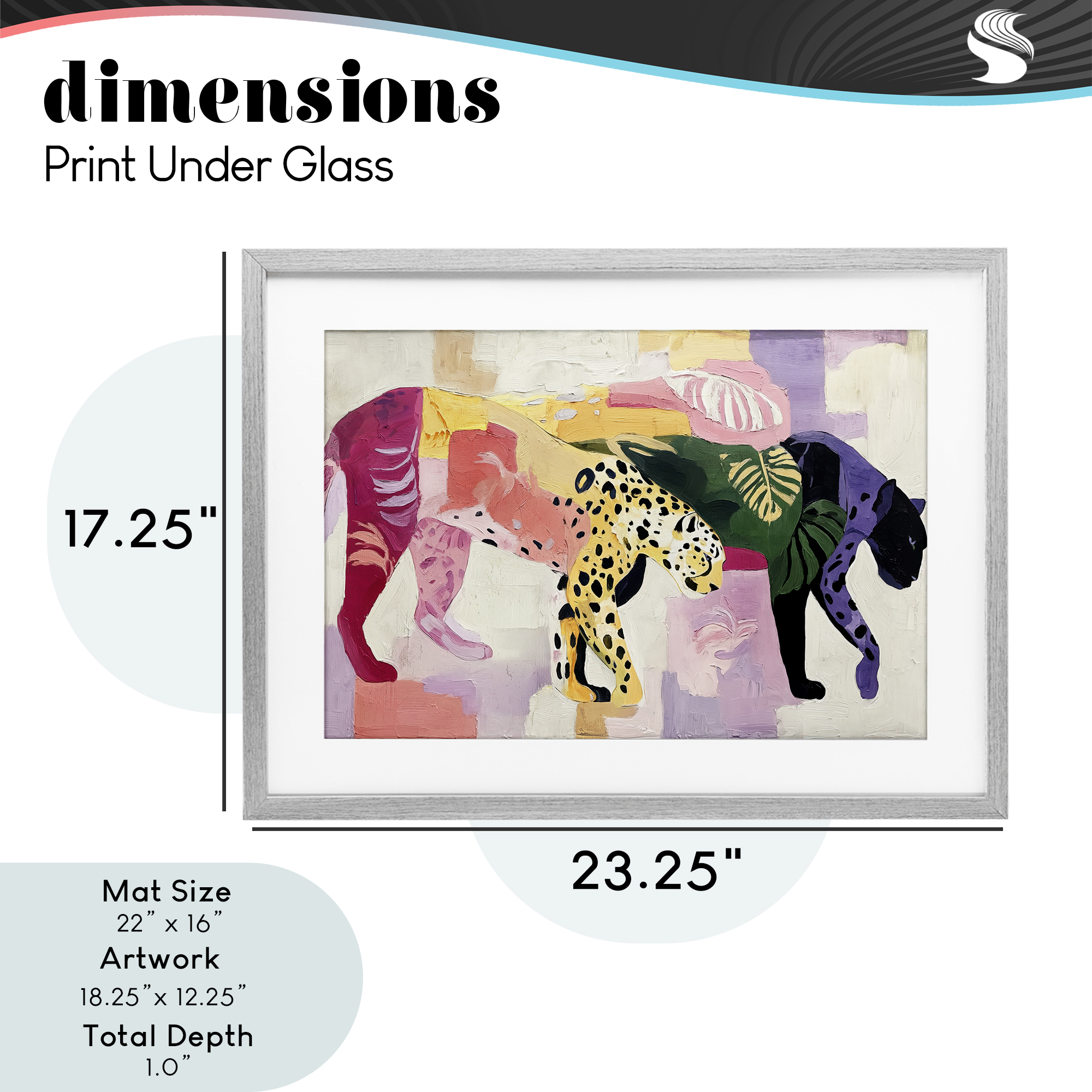 Candy Cats Tropical Wildlife Gray Framed Print Under Glass, design by Annabelle Hall