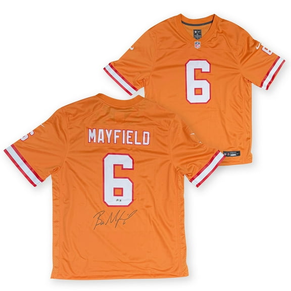 Baker Mayfield Autographed Tampa Bay Buccaneers Signed Game Throwback Football Jersey Beckett COA