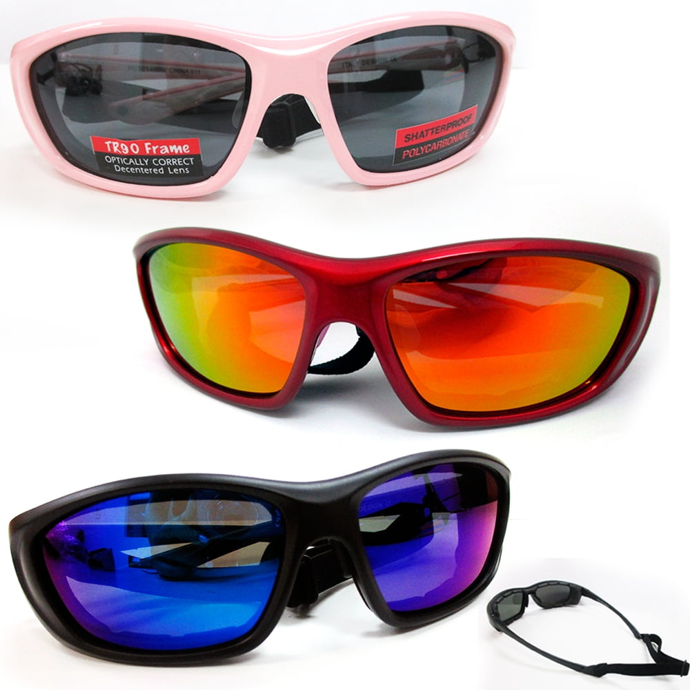 3Pair Motorcycle Sport Biker Riding Glasses Padded Wind Resistant Sunglasses 