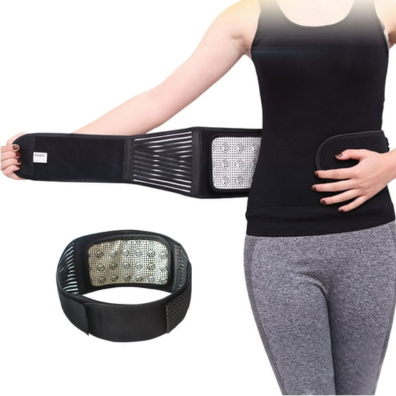 MAIBU - Soporte de terapia magnética autocalentable extraíble, ajustable, para aliviar el dolor de espalda y cintura, cinturón lumbar L