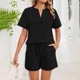 thumbnail image 2 of CHUMUD Womens 2 Piece Pajama Sets Short Sleeve V Neck Tops and Shorts with Drawstring Pockets Soft Sleepwear Casual Nightwear Pjs Lounge Set, 2 of 8