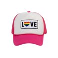 thumbnail image 1 of Gravity Threads LGBTQ+ Love Rainbow Heart Patch Trucker Hat - White/Hot Pink, 1 of 2
