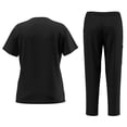 thumbnail image 4 of Scrubs for Women Set 2 Piece Stretch V Neck Scrub Top Jogger Pant with Cargo Pockets 2025 Black S, 4 of 4