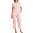 thumbnail image 4 of UVN Womens Pajama Sets Short Sleeve Button Down Tops and Capri Pants 2 Piece Outfit Soft Pjs Sleepwear Loungewear with Pockets, 4 of 9