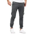 thumbnail image 1 of Pantalones de moda masculina, deportivos y de ocio, de color liso, con bolsillos y lazo, de algodón, para vacaciones y uso diario, 1 of 5