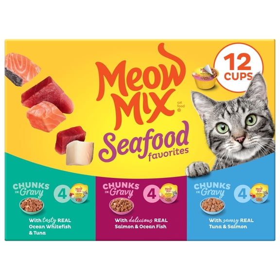 (Pack of 12) Meow Mix Savory Morsels With Real Chicken Breast in Gravy Wet Cat Food, 2.75-Ounce Cups