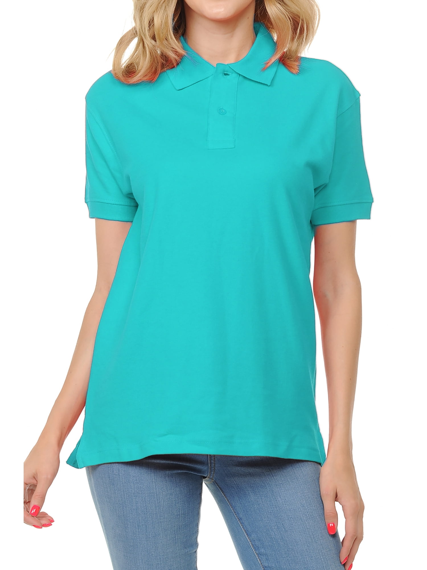 Basico (Turquoise) Polo Collared Shirts For Women 100% Cotton Short ...