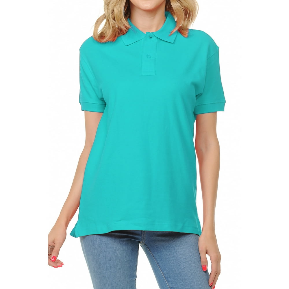 Basico (Turquoise) Polo Collared Shirts For Women 100 Cotton Short