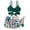 Green, variant on Fesfesfes Women's Printed Straped Bikini Set Three Pieces Swimsuit Thong Bottom Bikini Set with Skirts Beachwear Gifts for Her Under 10$