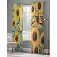 thumbnail image 4 of Yellow Sunflowers Birds Sheer Curtains 84 Inch Length 2 Panels Set, Spring Floral Country Pastoral Voile Window Treatment Rod Pocket Curtains Sheers Drapes for Bedroom/Living Room/Kitchen 52"x84"x2, 4 of 7