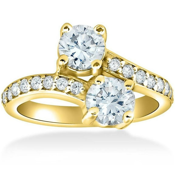 Pompeii 1 1/2 cttw Forever Us 2-Stone Diamond Engagement Forever Us Ring 14k Yellow Gold