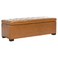 thumbnail image 3 of SAFAVIEH Large Manhattan Rustic Tufted Storage Bench, Saddle, 3 of 11