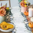 thumbnail image 4 of ERUNPONLY Blue Pumpkins Fall Table Runner - 72 Inch Long Vintage Eucalyptus Leaves Thanksgiving Cotton Linen Blended Dress Scarves Farmhouse Table Runner for Kitchen Dining, Coffee Table, 16" x 72", 4 of 8