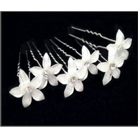 Bridal Hair Accessories Beautiful Flower Wedding Hair Pin with Crystal Center Floral Hairpin (Pack of