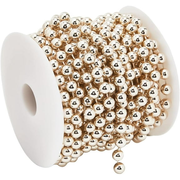 10M/32.8 Feet Plastic Pearl Garland Craft String Pearls with Spool Misty Rose Round 8mm Centerpieces Tree Imitation Pearl Bead Strand for Home Outdoor Christmas Tree Wedding Party Decor Colorful