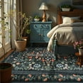 thumbnail image 6 of Floral Washable Area Rugs 8x10, Non-Slip  Room Carpet Soft Tumble Washable Rugs for  ,  Botanical Print Carpet for Classroom  Room Dining Room, Black, 6 of 6