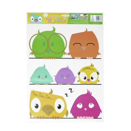 Unique Bargains Sheet 3 in 1 Glitter Cartoon Birds Room Ceramic Wall Decal Sticker Decoration