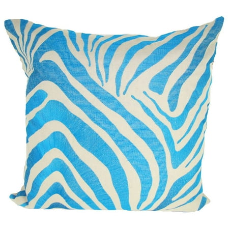 - Cotton Linen Zebra Pillow Turquoise - 22 x 22 in.