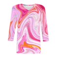 thumbnail image 6 of New Fashion Oversize Shirts Tops for Womens 3/4 Sleeve Spring And Summer Print Top Collar Button Sexy Shirt 3/4 Sleeve Long Sleeve V Neck Top/Shirt Gifts for Womens, 6 of 7