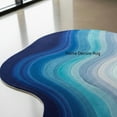 thumbnail image 3 of Modern Irregular Shaped Hand Tufted Rug – Blue Rainbow Area Carpet for Bedroom Decor, 3 of 5