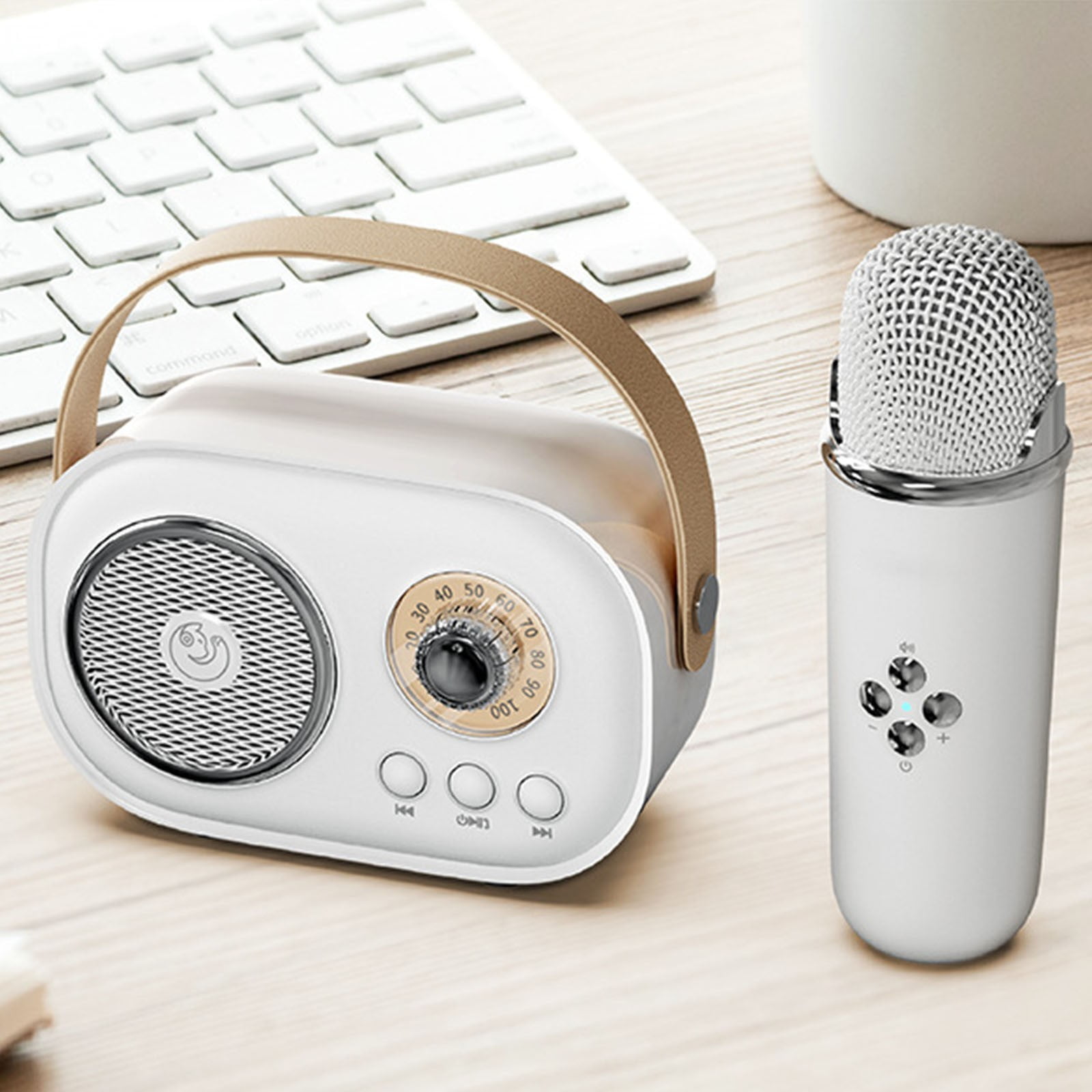 Byujiro Mini Karaoke Machine with 1 Wireless Microphone for Kids and Adults Cute Karaoke with Microphone Set Portable Bluetooth Speaker with Microphone Retro Handheld Style