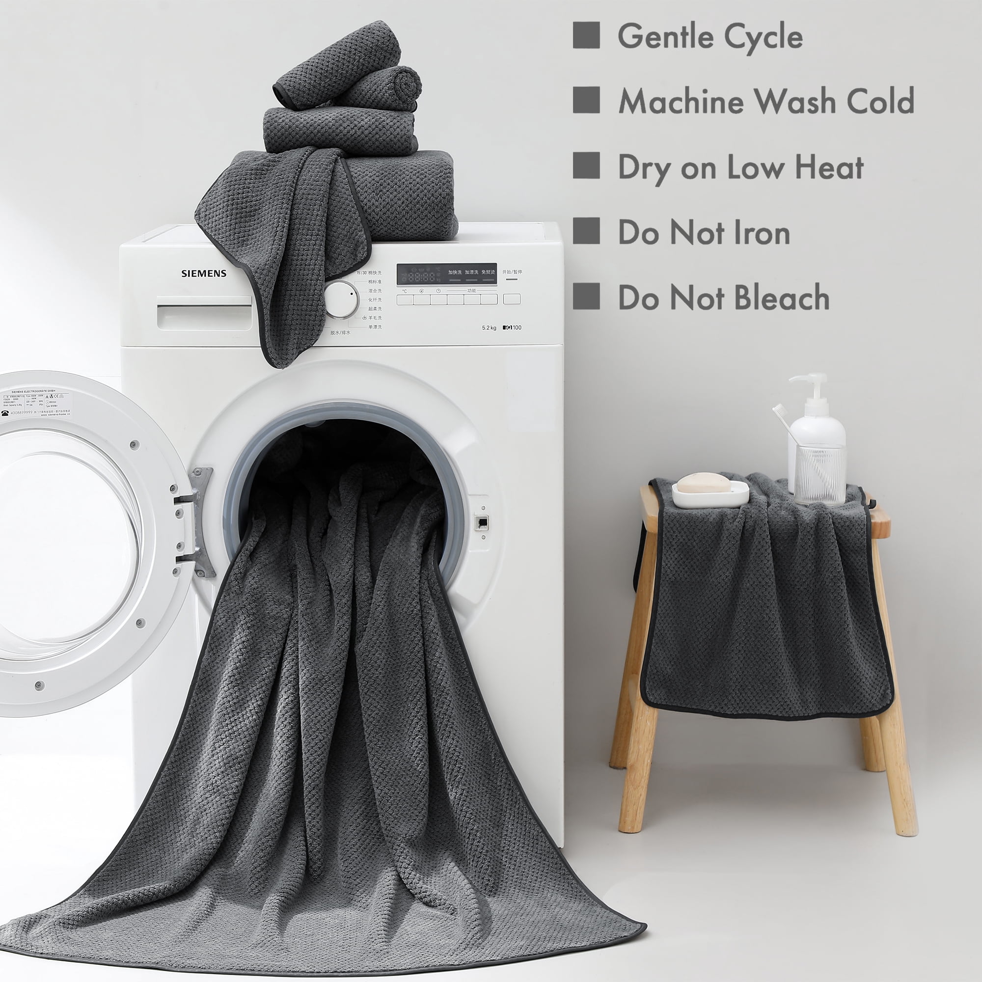 Jessy Home 4 Pack Towel Set Oversized Bath Sheet Towels 600 GSM Ultra Soft Dark Gray Bath Towels