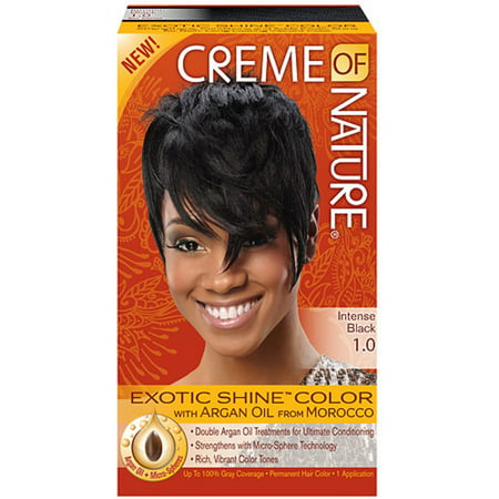 Creme of Nature Exotic Shine Color Intense Black 1.0 Permanent Hair Color, 1 (Best Black Hair Dye For Brazilian Weave)