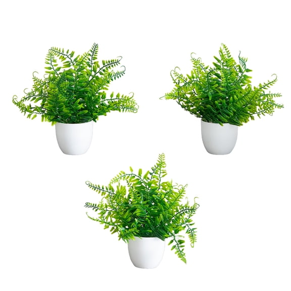 7in. Artificial Fern in White Round Pot - Set of 3