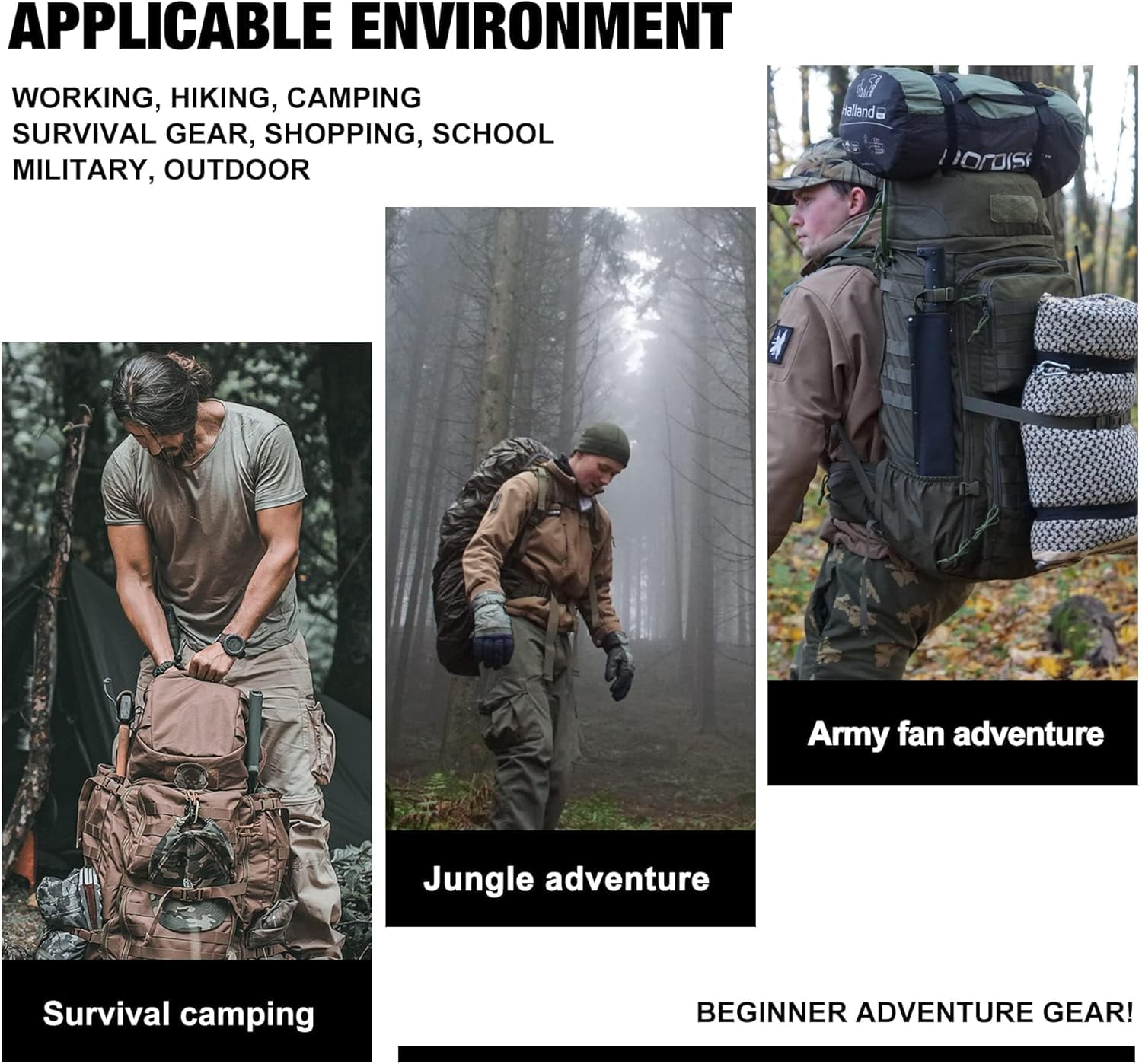 25L Tactical Backpack for Men, Molle Daypack Bug Out Bag for Hiking, Camping, and Commuting, Water-Resistant Military Style Rucksack