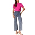 thumbnail image 2 of INSPIRAR CHIC Blusas de Algodón con Cuello Peter Pan y Botones Vintage para Mujeres Chic Fucsia S, 2 of 6