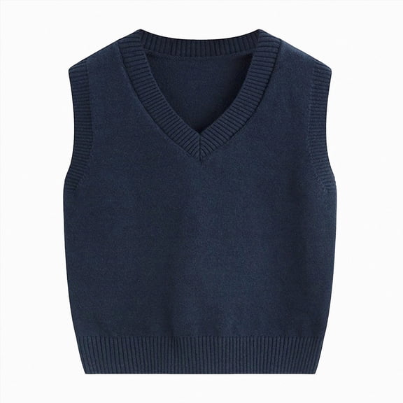 NLOMOCT Teen Girl Top Boys Sweater Vest Unisex Cable Knit Cotton Toddler Vest for Little Big Childrens Kids Teenage Girls Navy,4-5 Years