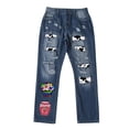 thumbnail image 3 of WILLBEST Womens Jeans Flower Printing Jeans for Women Pull On Mid Rise Stretch Classic Jeans S 5Xl Cargo, 3 of 3