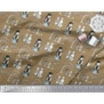 thumbnail image 2 of Soimoi Brown Cotton Voile Fabric Dog,Tree & Kids Human Figure Decor Fabric Printed Yard 42 Inch Wide, 2 of 3