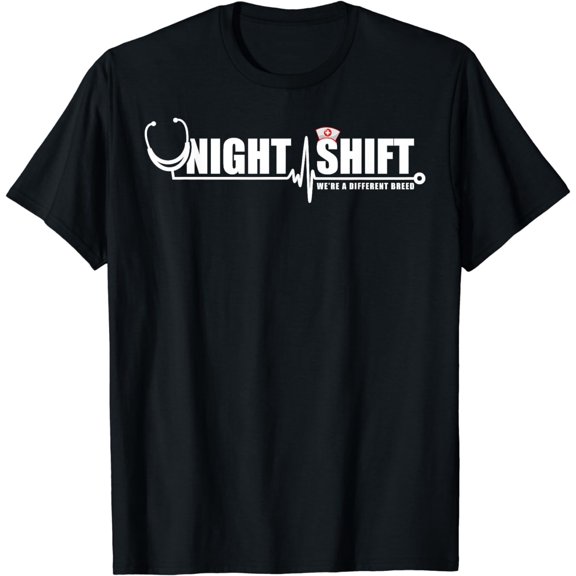 Night Shift Different Breed Stethoscope Funny Nurse RN RT US T-Shirt