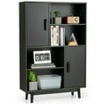 thumbnail image 1 of Gymax Buffet Armoire de Rangement Bibliothèque Placard avec Porte Tablette Noir, 1 of 10