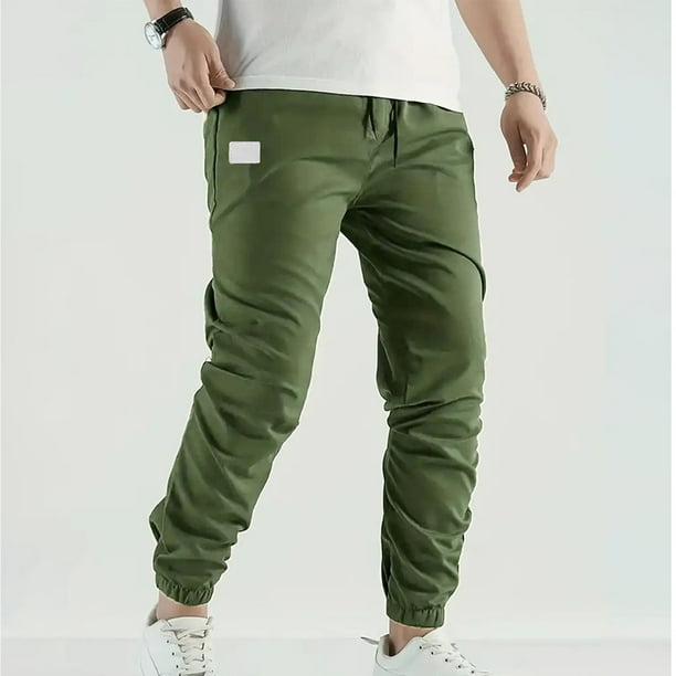 Pantalones largos para hombre, informales, a la moda, con cintura elástica, lisos, para exteriores