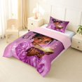 thumbnail image 2 of Castle Fairy Cute Black Girl Twin Comforter Sets 2pcs,Cartoon Bow Butterfly Bedding Set,Purple,Pink Reversible,1 Comforter and 1 Pillowcase, 2 of 6
