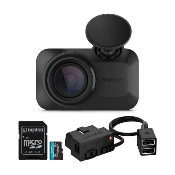 Garmin Dash Cam Mini 3 Ultra-Compact 1080p Camera with 140-Degree Field of View (Black) Bundle with Garmin Constant Power Cable for Dash Cams (Black) and 128GB MicroSDXC Memory Card (3 Items)