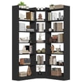 thumbnail image 6 of Casendy Tall Corner Bookshelf, Large Farmhouse 7 Tier Bookcase, L-Shape Book Shelf Display Storage, Freestanding Book Case for Living Room, Home Office, Black, 6 of 10
