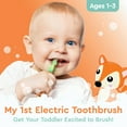 thumbnail image 2 of Little Brusheez Toddlers’ Sonic Toothbrush - Safe & Gentle Toothbrush for Ages 1-3 with Built-In, Light-Up 2-Minute Timer, Extra Brush Head, & Storage Base for First-Time Brushers (Fuzzy the Fox), 2 of 8