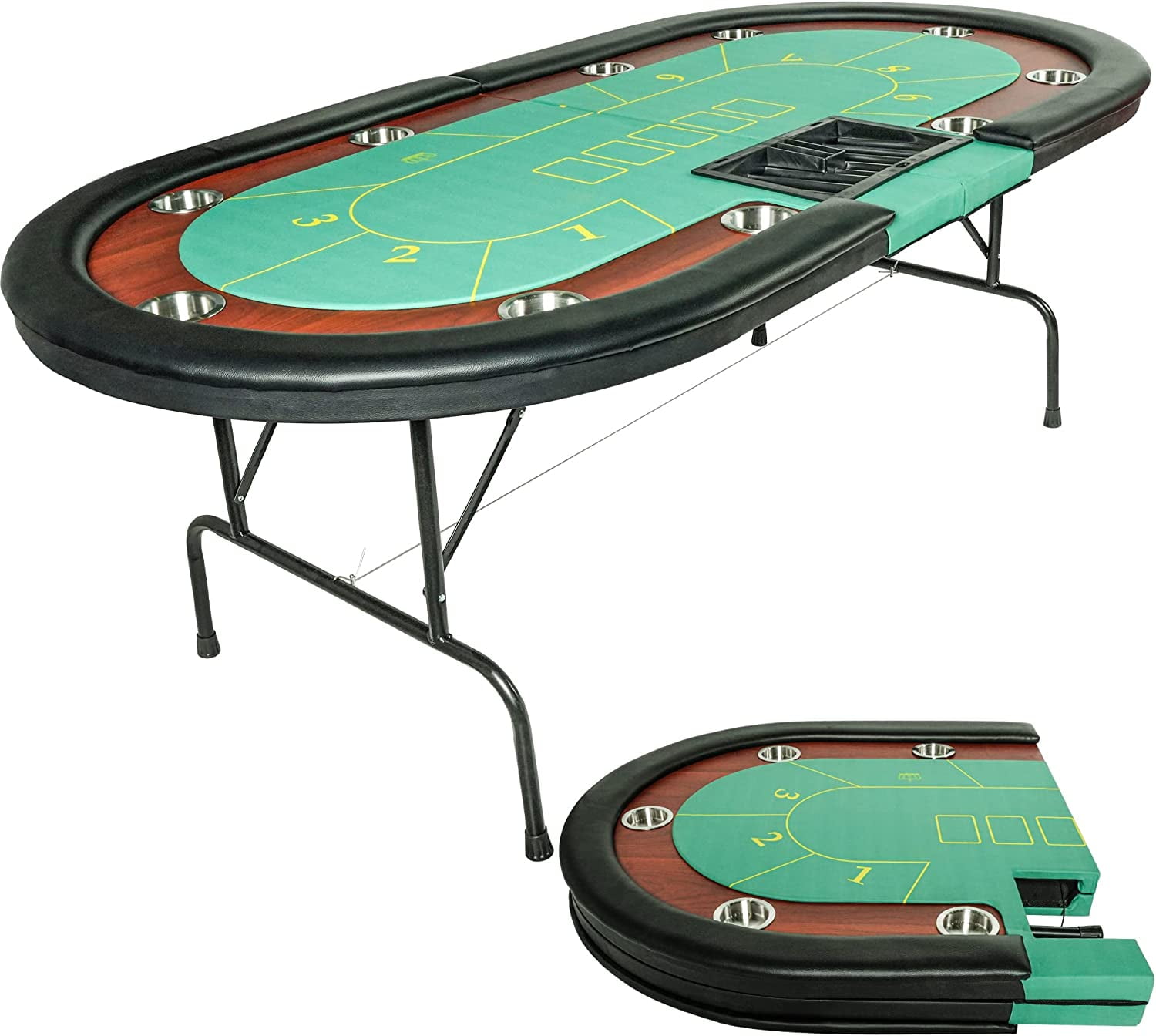 Foldable Poker Table for 10 Player ,Oval Folding Portable Texas Holdem