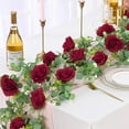 thumbnail image 2 of 3FT Artificial Eucalyptus Garland with Flowers, Burgundy Rose Vine Flower Garland, Silk Burgundy Rose Garland Faux Floral Garland for Table, Wedding, Bedroom, Party, Wall Decor, 2 of 5
