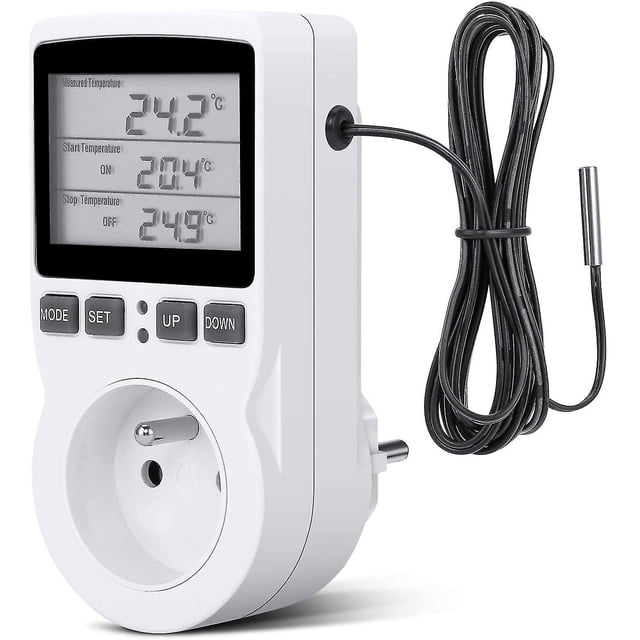 Termostato de refrigeración digital/calefacción, controlador de temperatura Lcd, 230v para controlador de temperatura de granja de invernadero/termostato de terrario (enchufe)