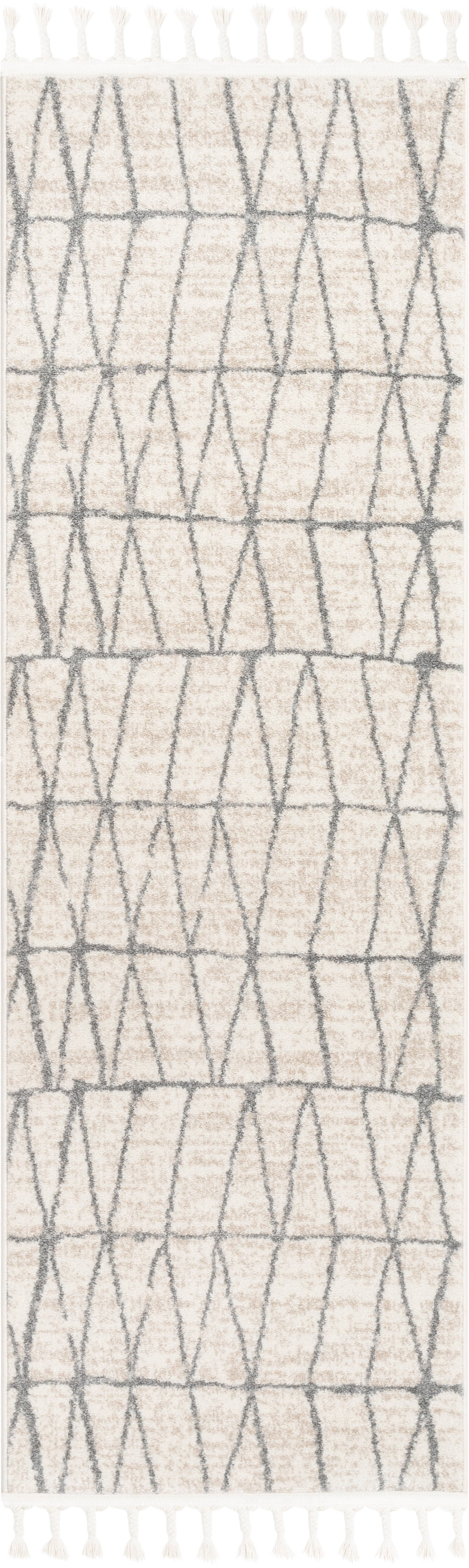 Well Woven Serenity Crisscross Retro Geometric Pattern Ivory 2'3" x 7'3" Runner Area Rug